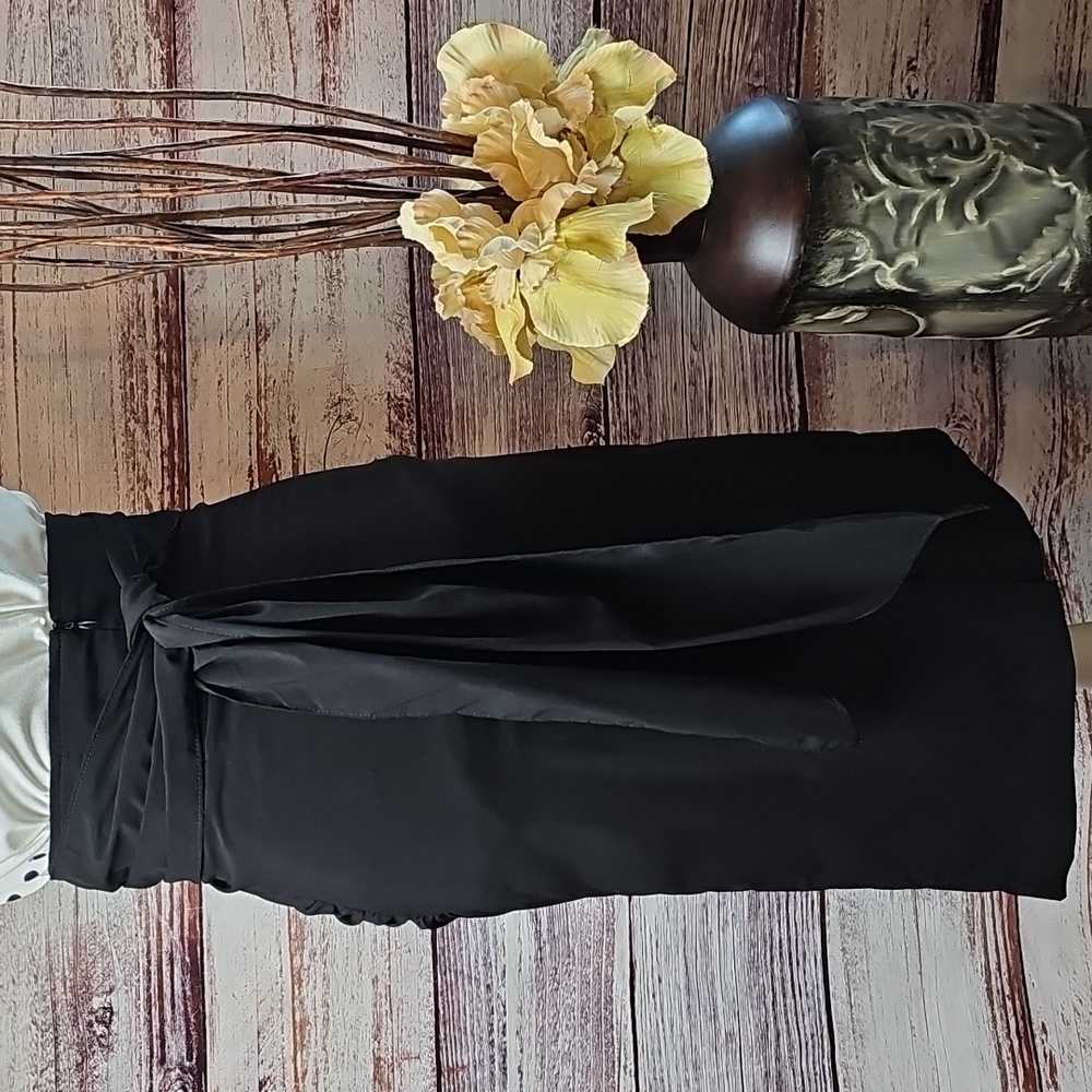NWT LUCY PARIS BLACK GATHERED TIE WRAP PENCIL SKIRT - Picture 5 of 12